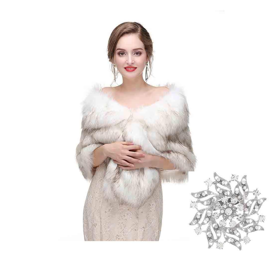6525 Yfe Women's Faux Fur Wraps And Shawls Wedding Stole Shrug 1920